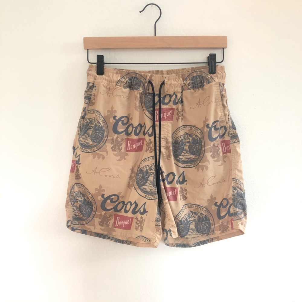 Brixton Beige Swim Trunks with Coors Design